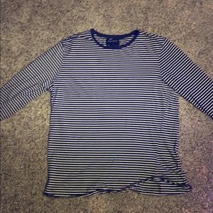 Long sleeve T-shirt white and blue striped